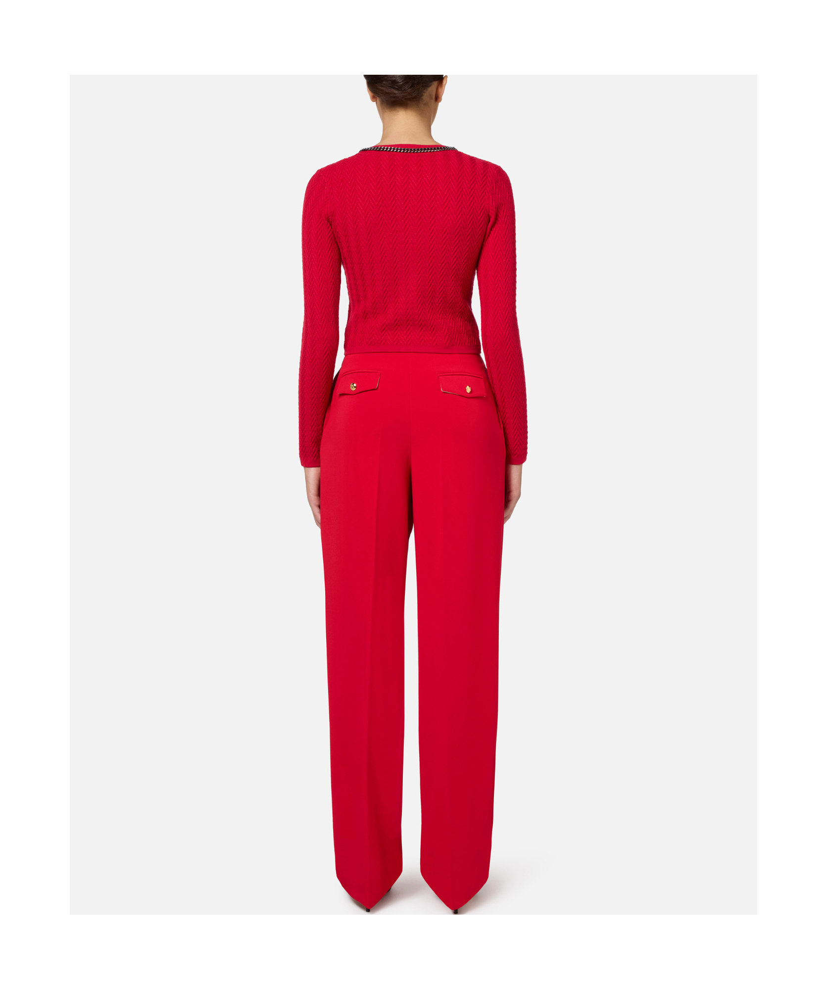 Elisabetta Franchi Double-pleated Stretch Casual Pants In Red