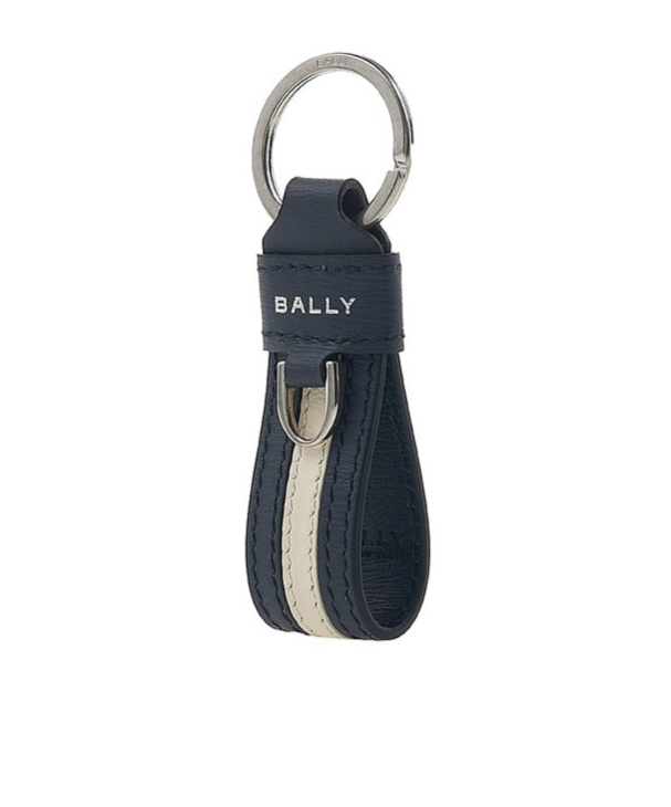 Bally Suture Detail Key Chain In Black