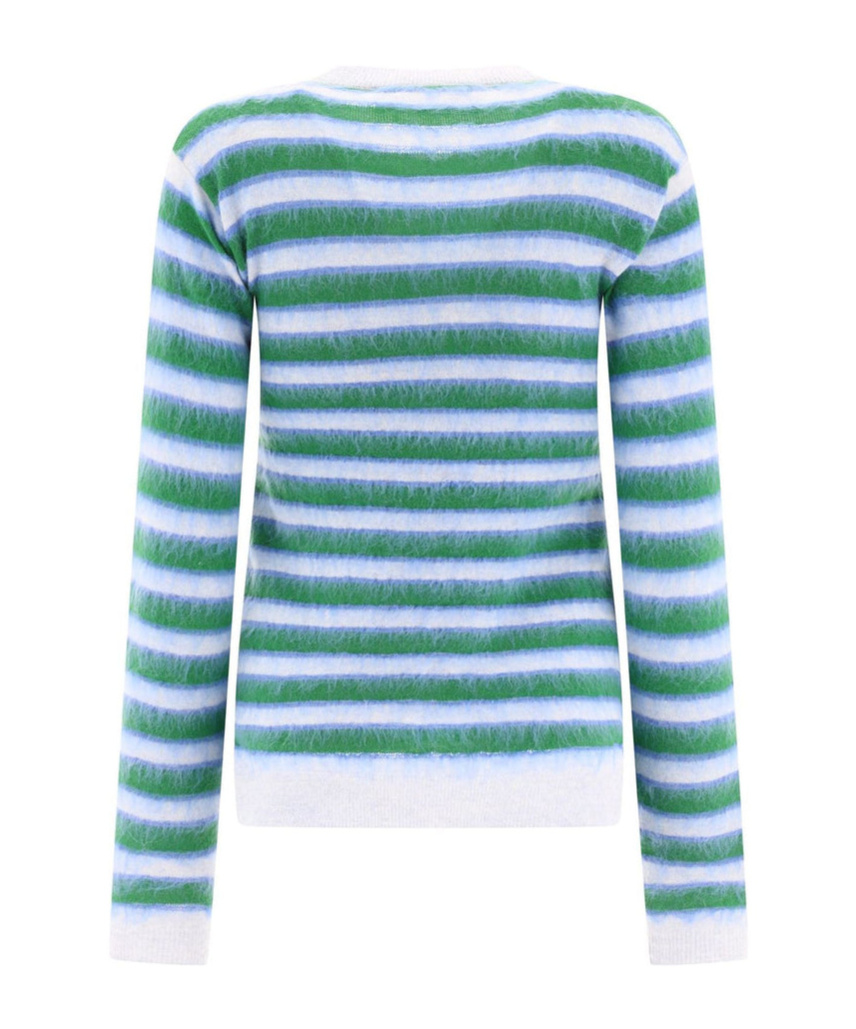 Marni Striped Crewneck Pullover In Blue