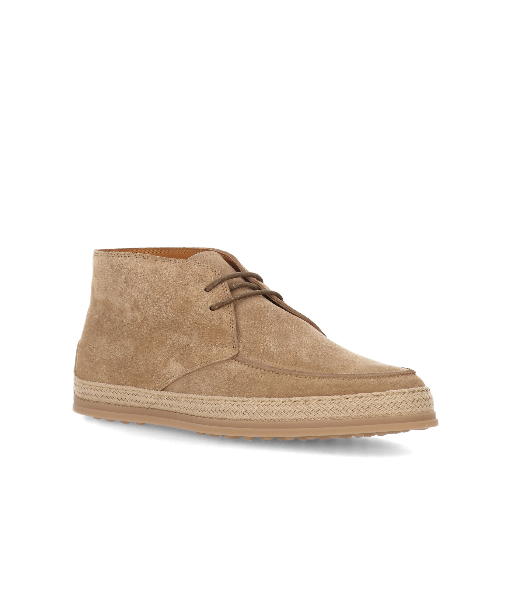 Tod's Lace-up Ankle Flat Boots With Espadrille Sole In Brown