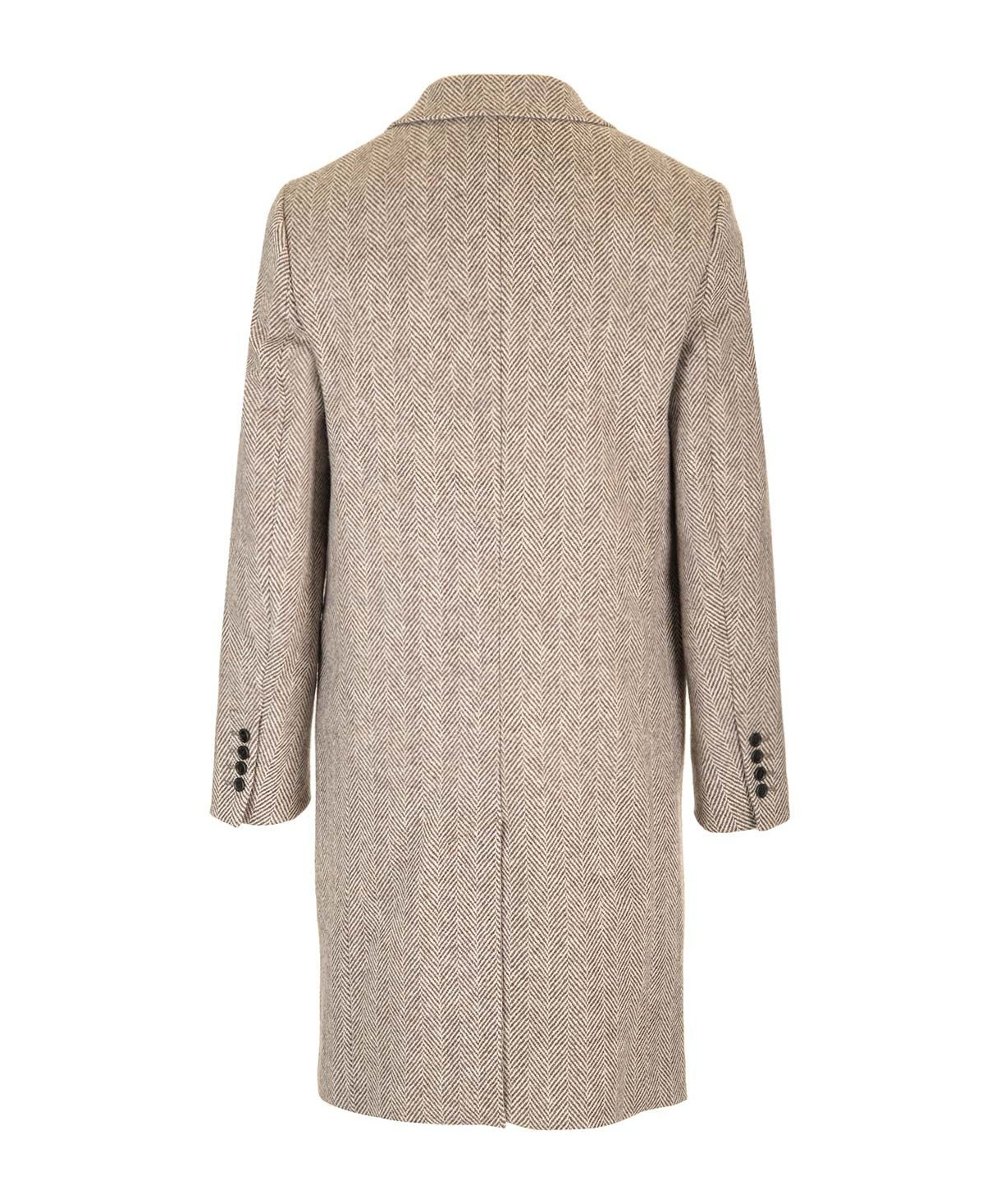 Shop Ami Alexandre Mattiussi Ami Paris Herringbone Button-up Coat In Nude