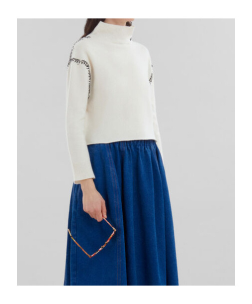Marni Off-white Wool Cashmere Wrap Sweater In White