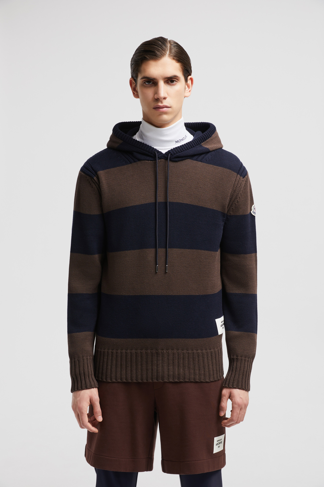 MONCLER STRIPED HOODED JUMPER 