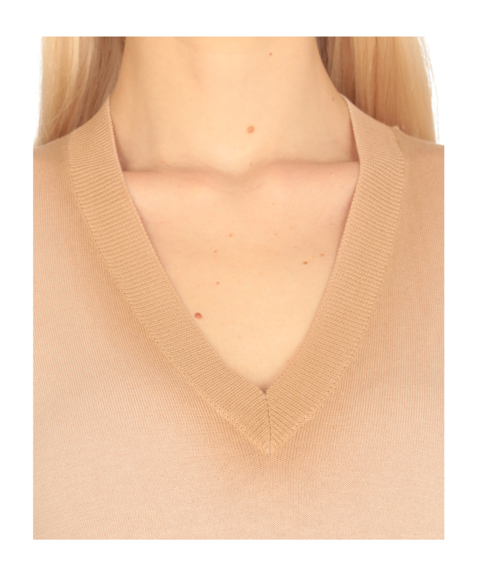 Fabiana Filippi Beige Cotton Sweater With V-neckline In Neutral