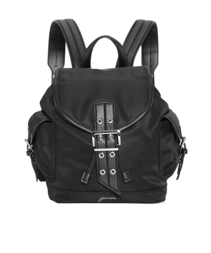 Ganni Women Bucky Recycled Nylon Backpack In Black