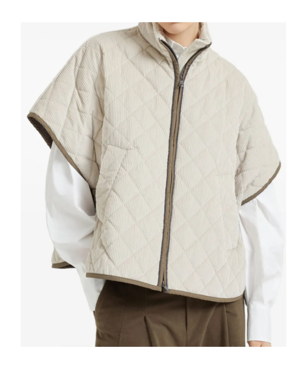 Brunello Cucinelli Corduroy Short-sleeve Cashmere Padded Thermal Jacket