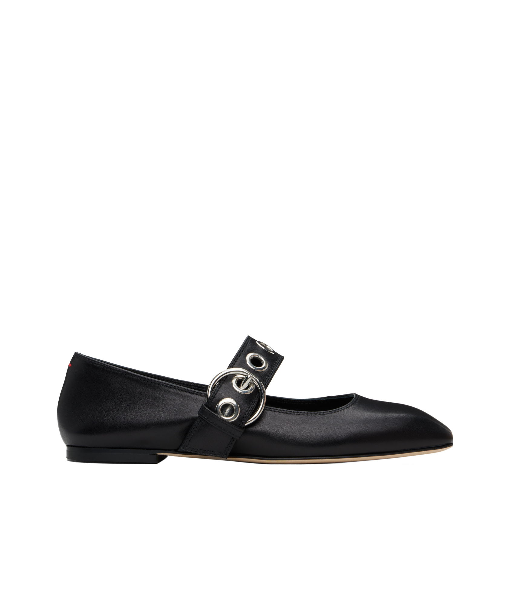Aeyde Nappa Leather Flats With Circular Hardware Detail In Black