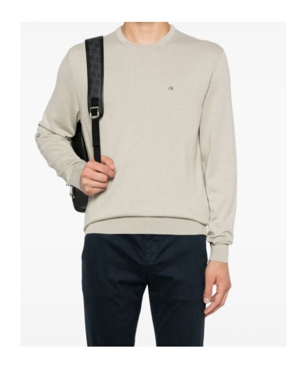 Calvin Klein Logo-embroidered Waffle-knit Jumper In White