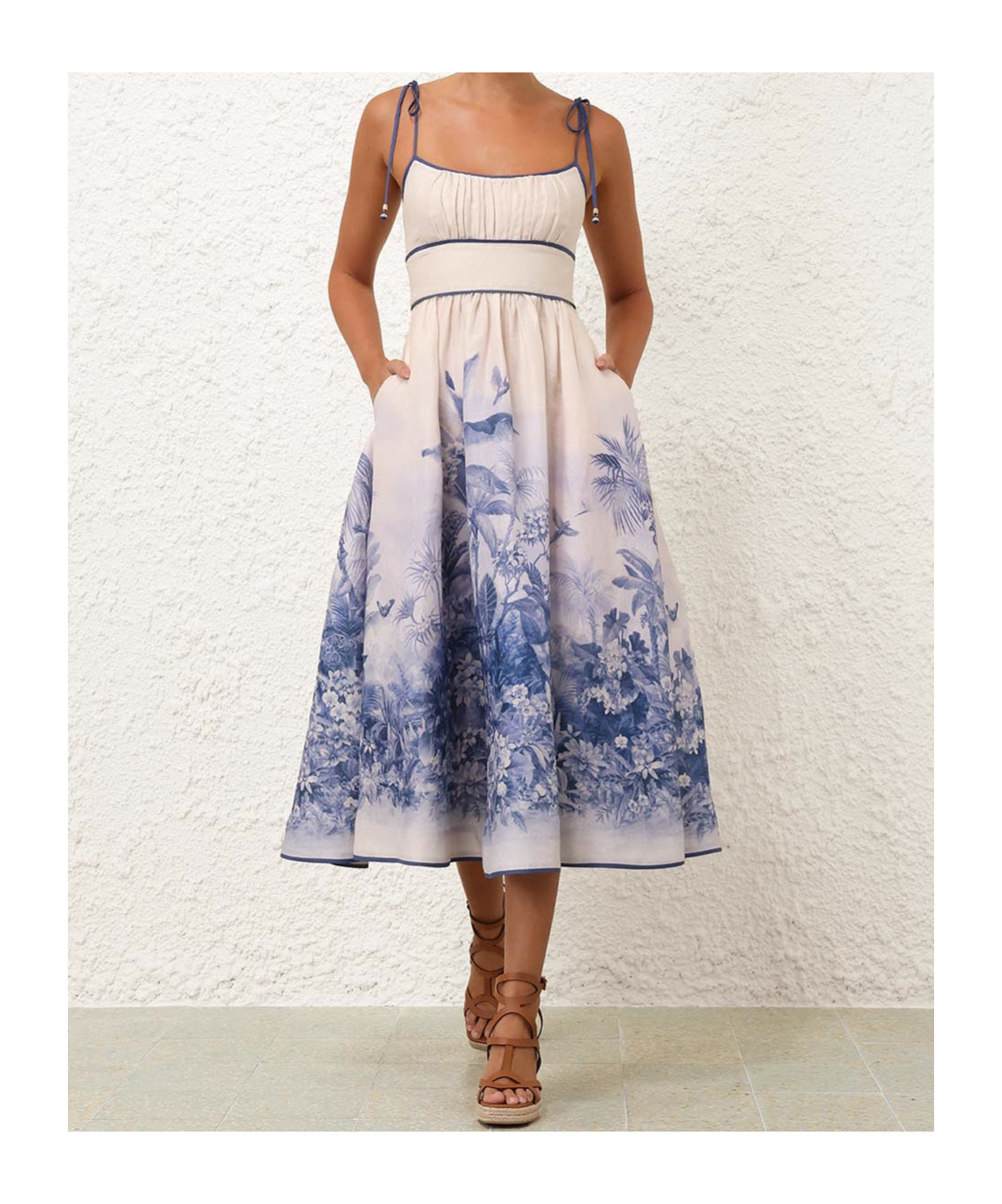Shop Zimmermann Wylie Picnic Midi Dress In Multicolor