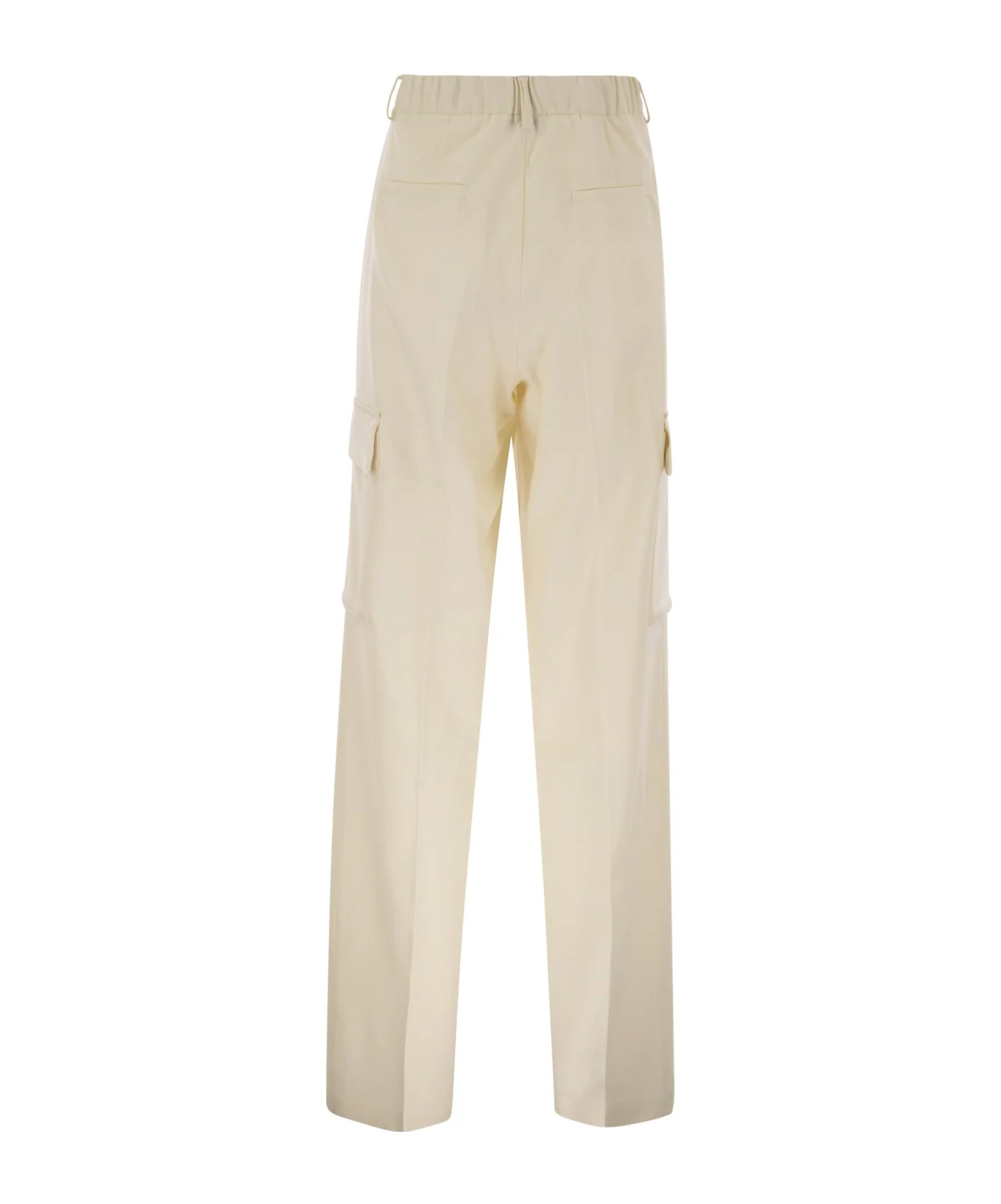 Herno Women Cargo Trousers In Wool And Viscose Blend In Neutral