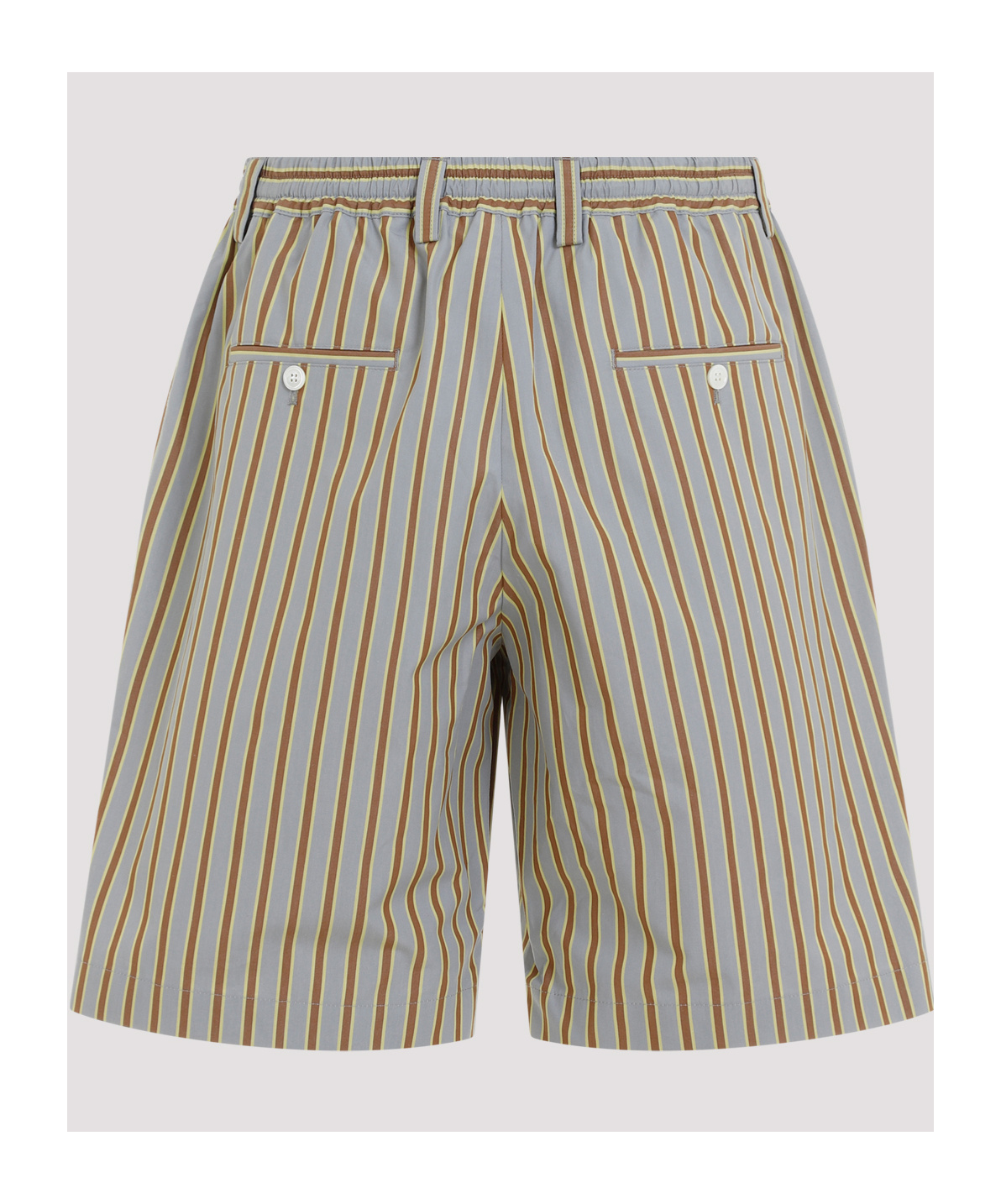 Shop Marni Striped Mid-rise Bermuda Shorts In Gray