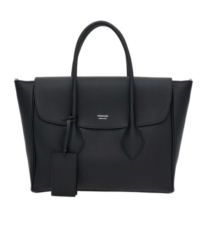 FERRAGAMO EAST-WEST LEATHER TOTE BAG