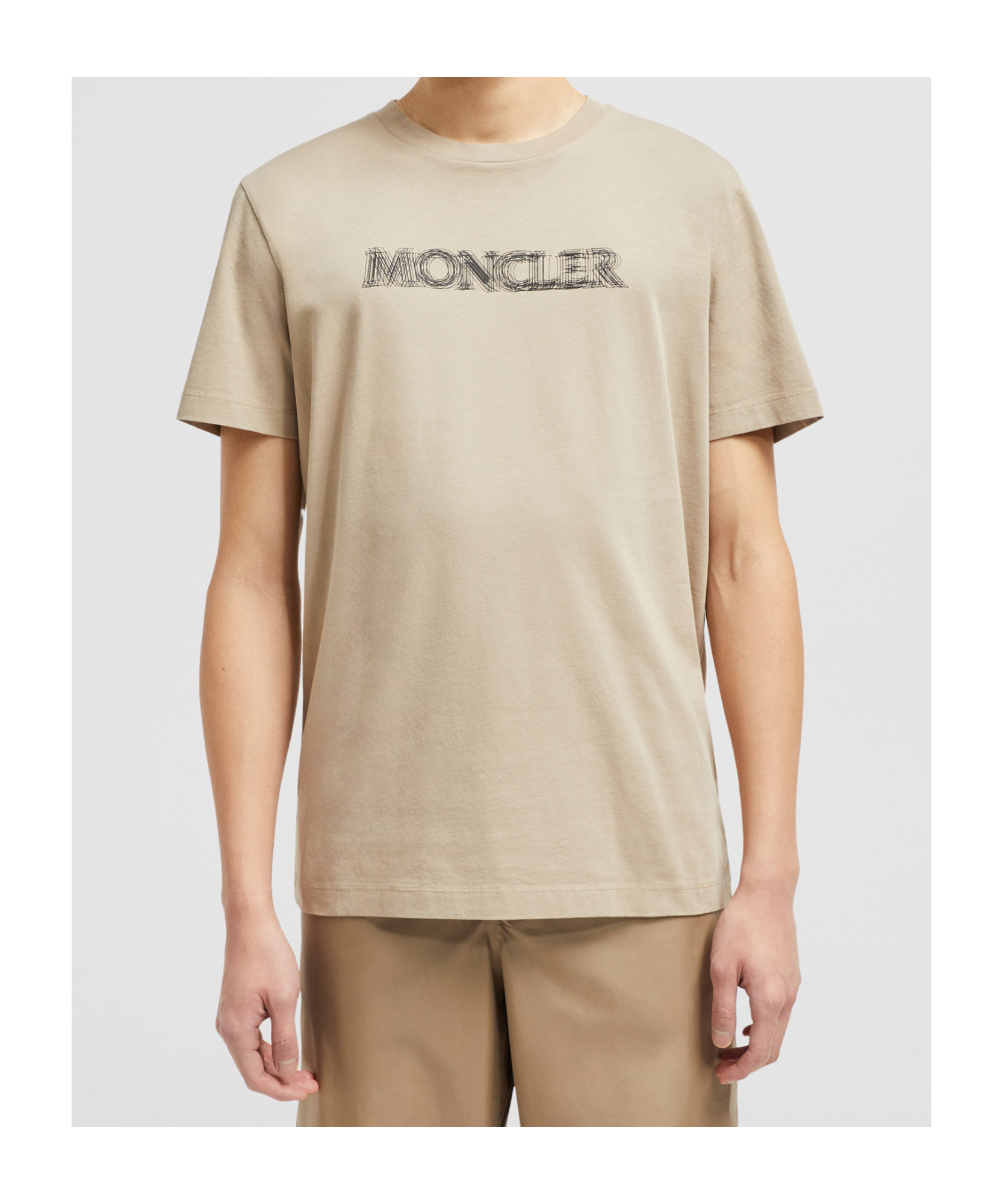Moncler Cotton Logo T-shirt In Nude