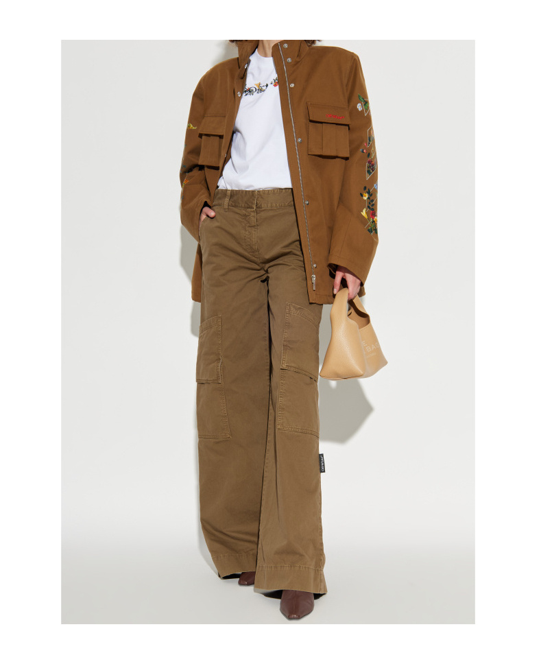 Off-white Floral-arrow Print Utility Jacket In Brown