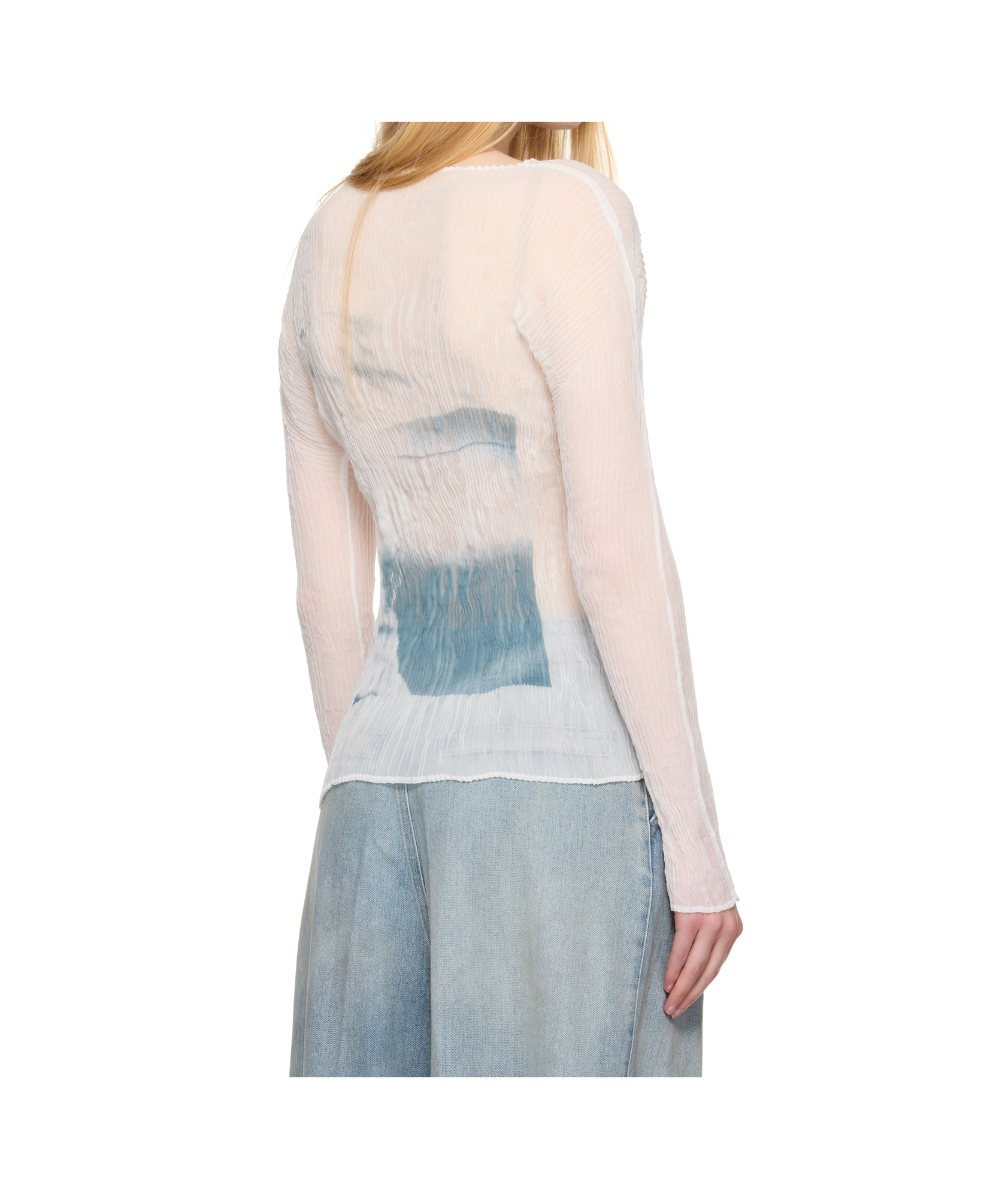 Issey Miyake May Shadow Study Chiffon Twist Shirt In White