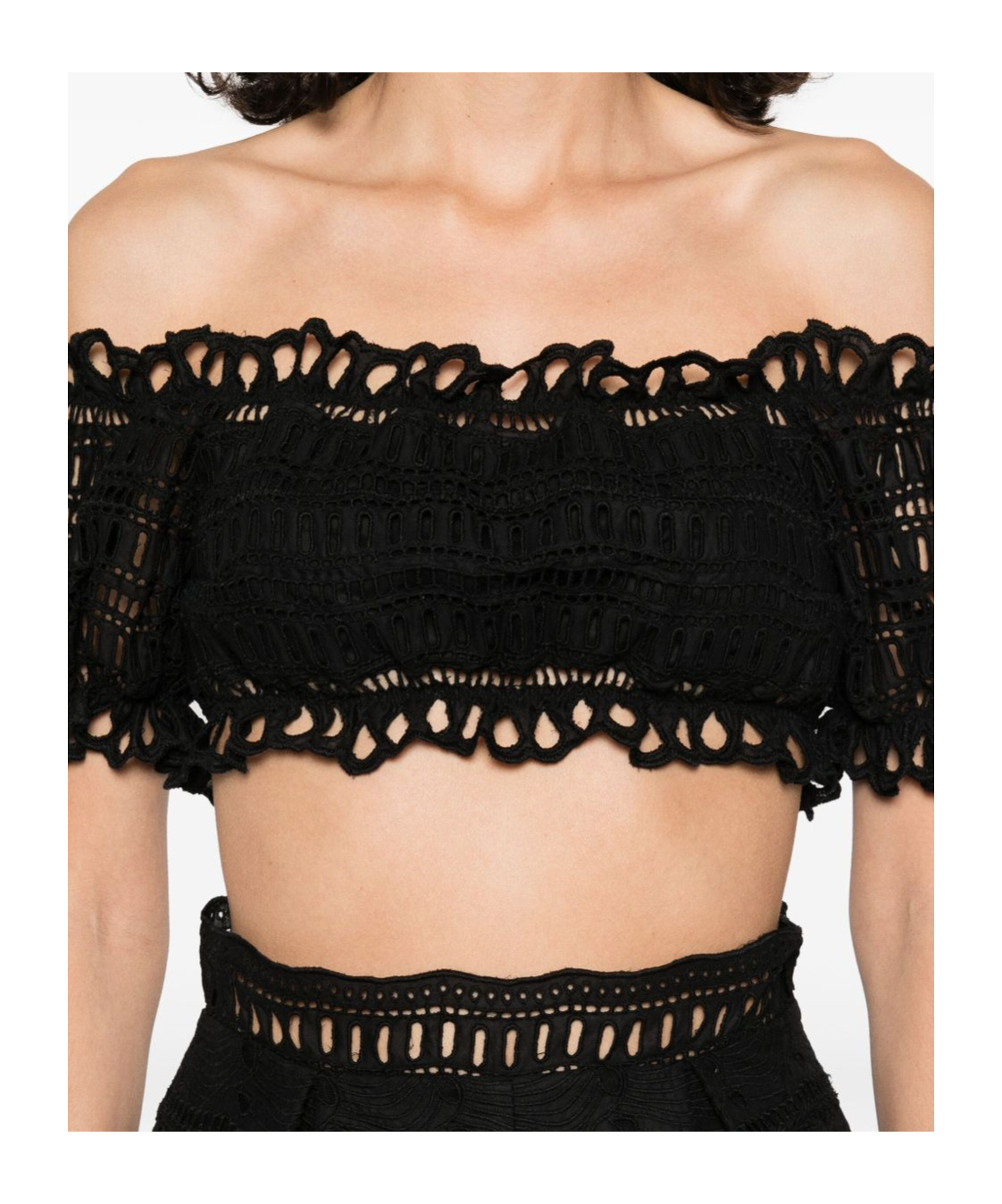 Ermanno Scervino Cotton Blend Off-shoulder Crop Top