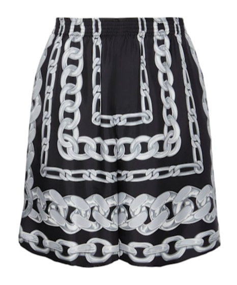 Versace Men Medusa Chains Silk Shorts In Black