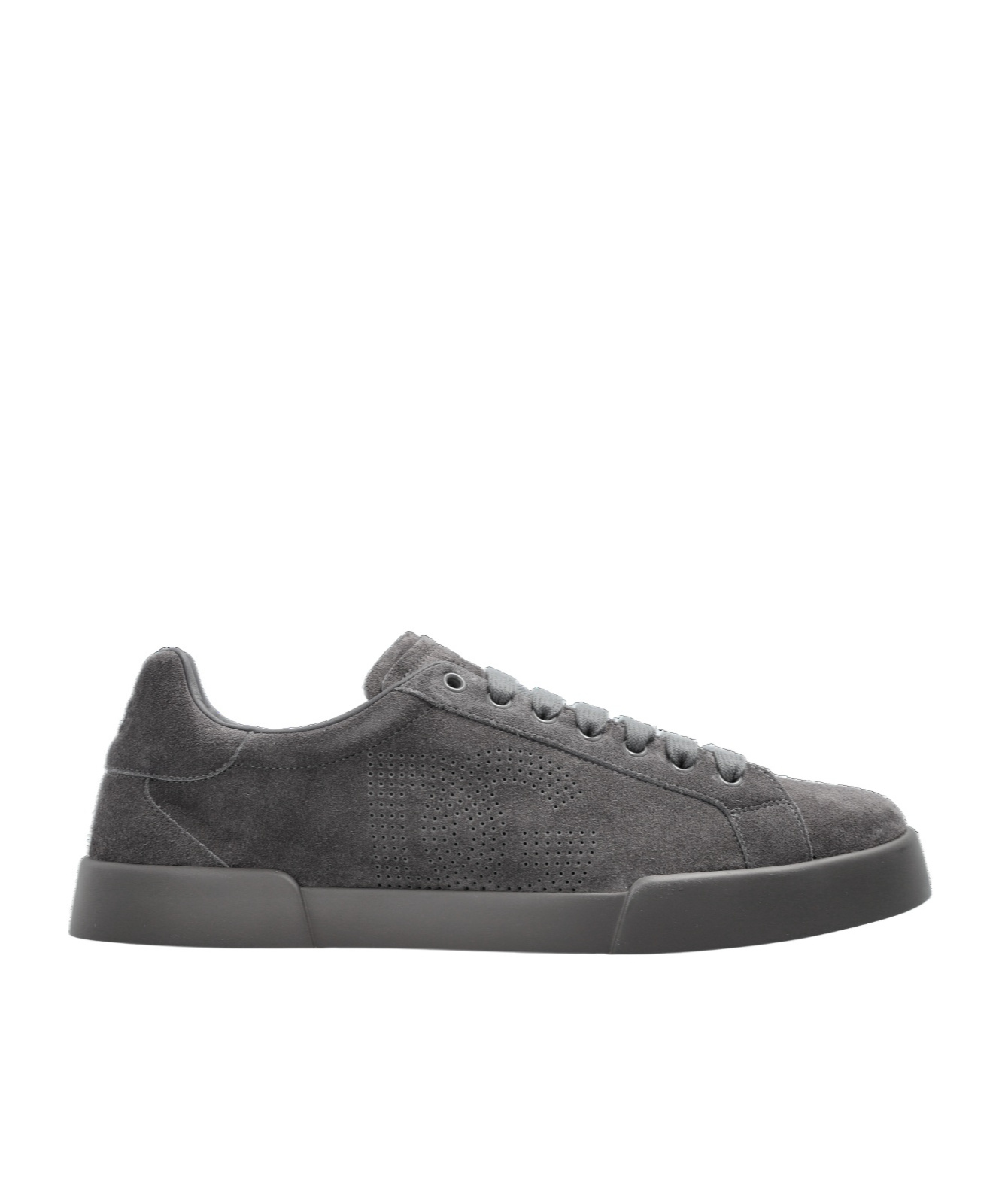 Dolce & Gabbana Gray Calfskin Strobel Portofino Light Sneakers In Black