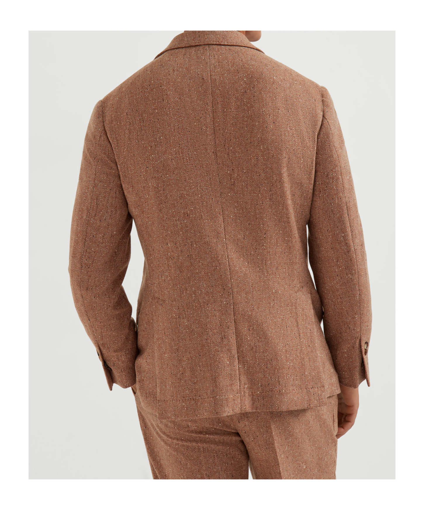 Brunello Cucinelli Herringbone-pattern Single-breasted Blazer In Light Brown
