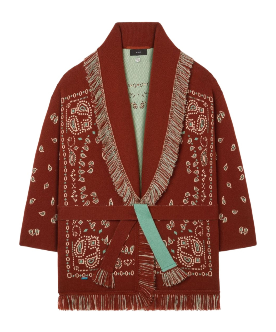 Alanui Bandana Jacquard Cashmere Cardigan In Red