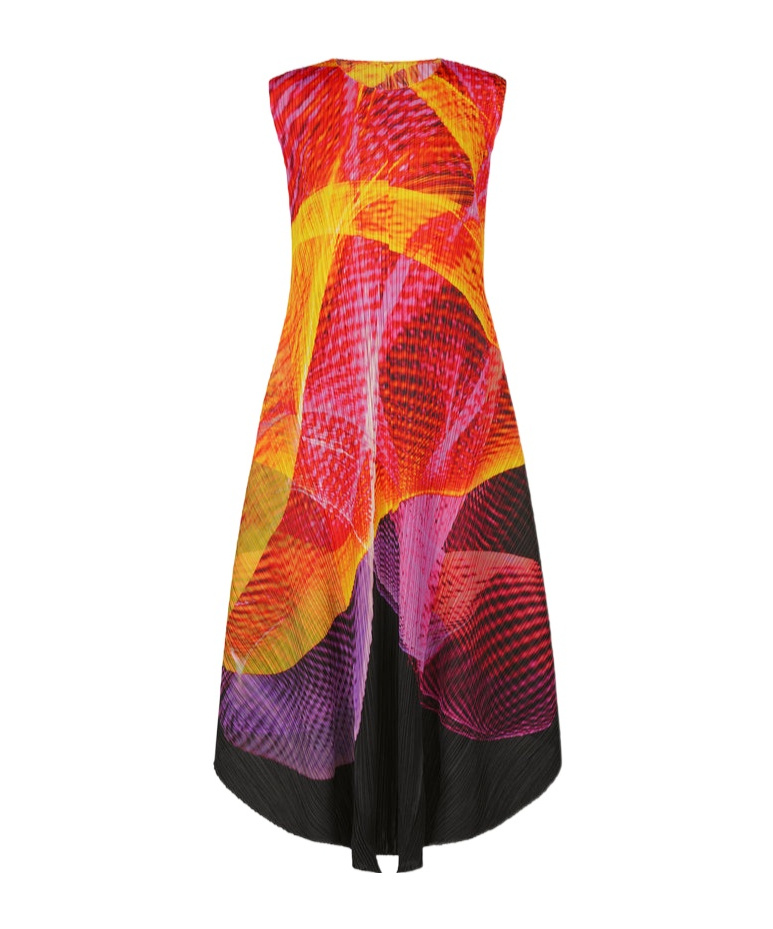 Issey Miyake Abstract-print Midi Dress In Red