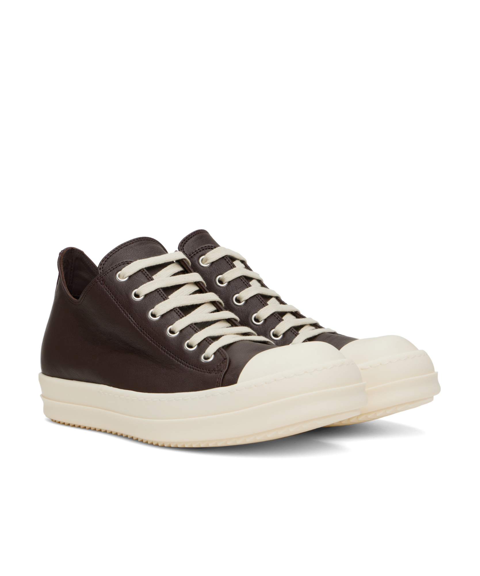 Rick Owens Brown Hollywood Low Sneaks Sneakers In Black