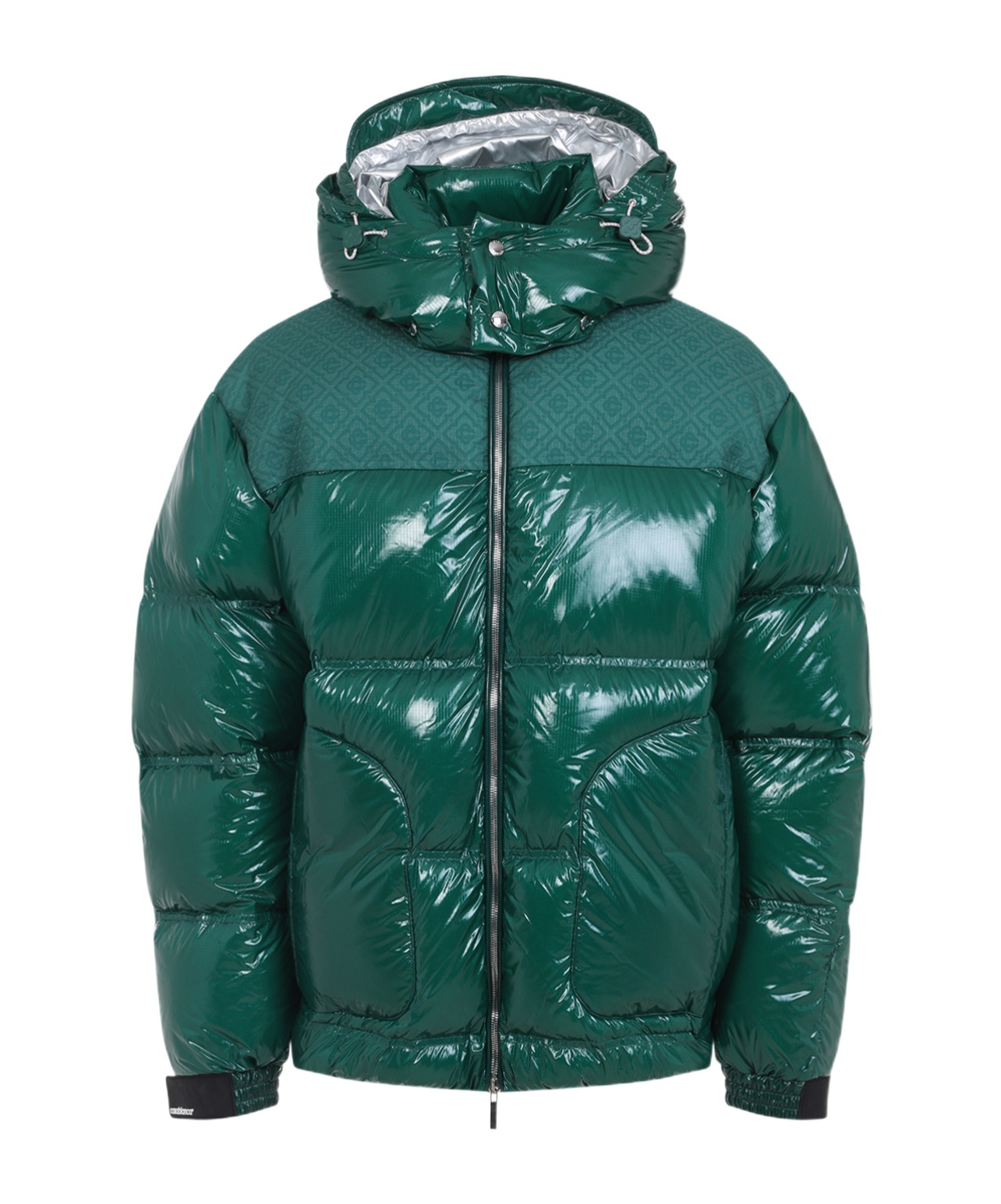 Casablanca Quilted Down-feather Jacket With Glossy Finish In Green