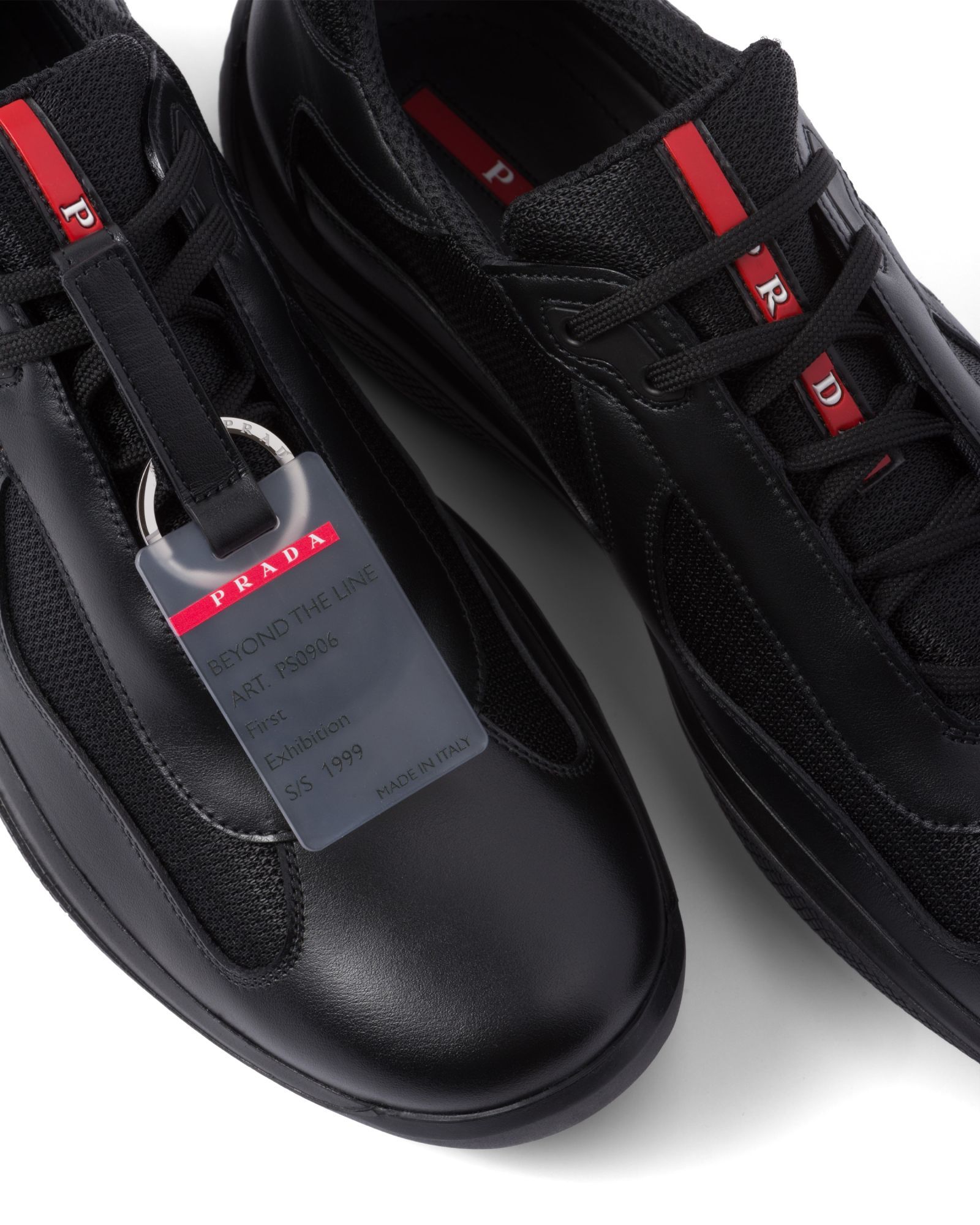 Prada Fabric And Leather America S Cup Sneakers In Black