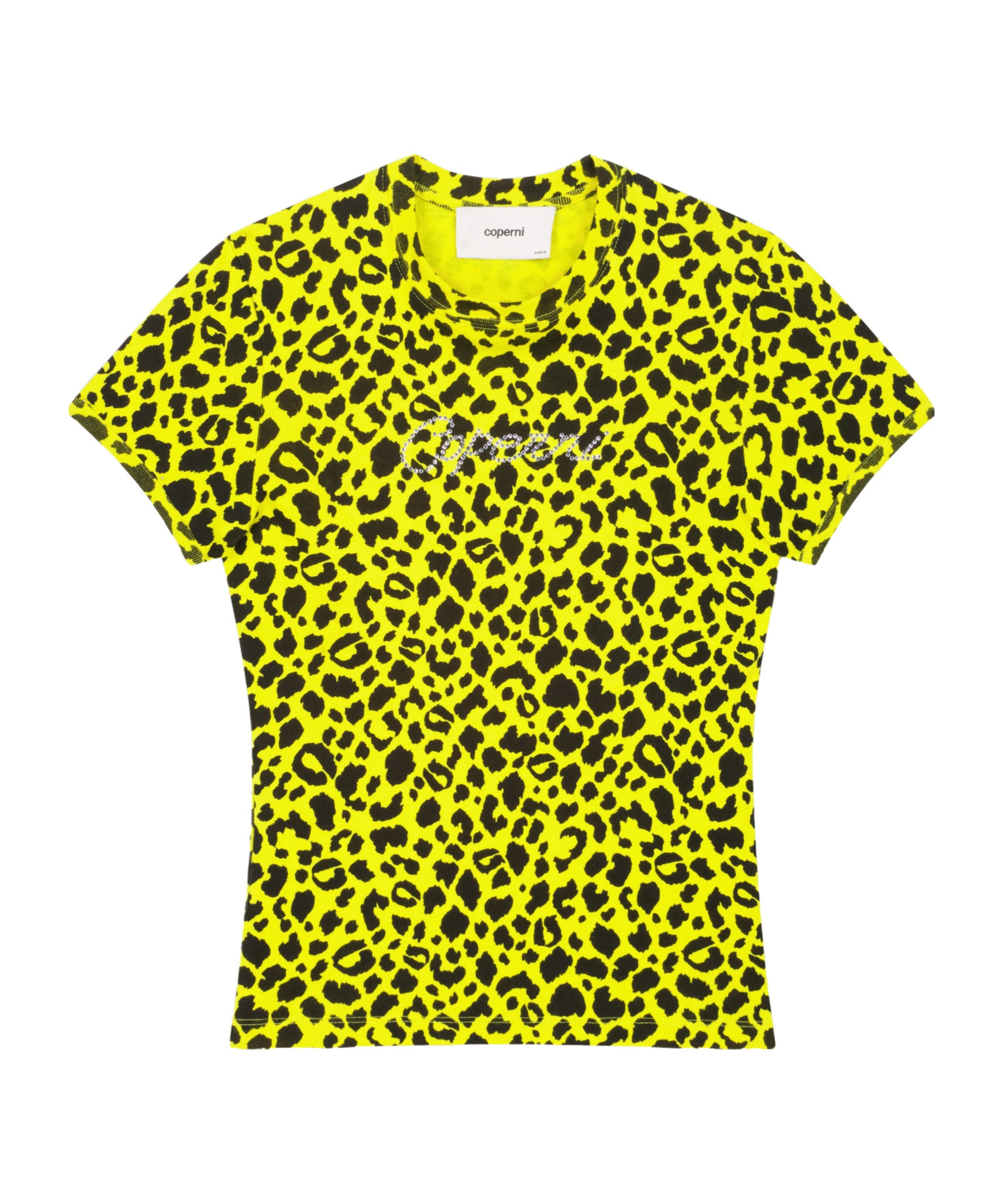 Coperni Womens Print Leopard Crystals Leopard-print Cotton-jersey T-shirt In Yellow