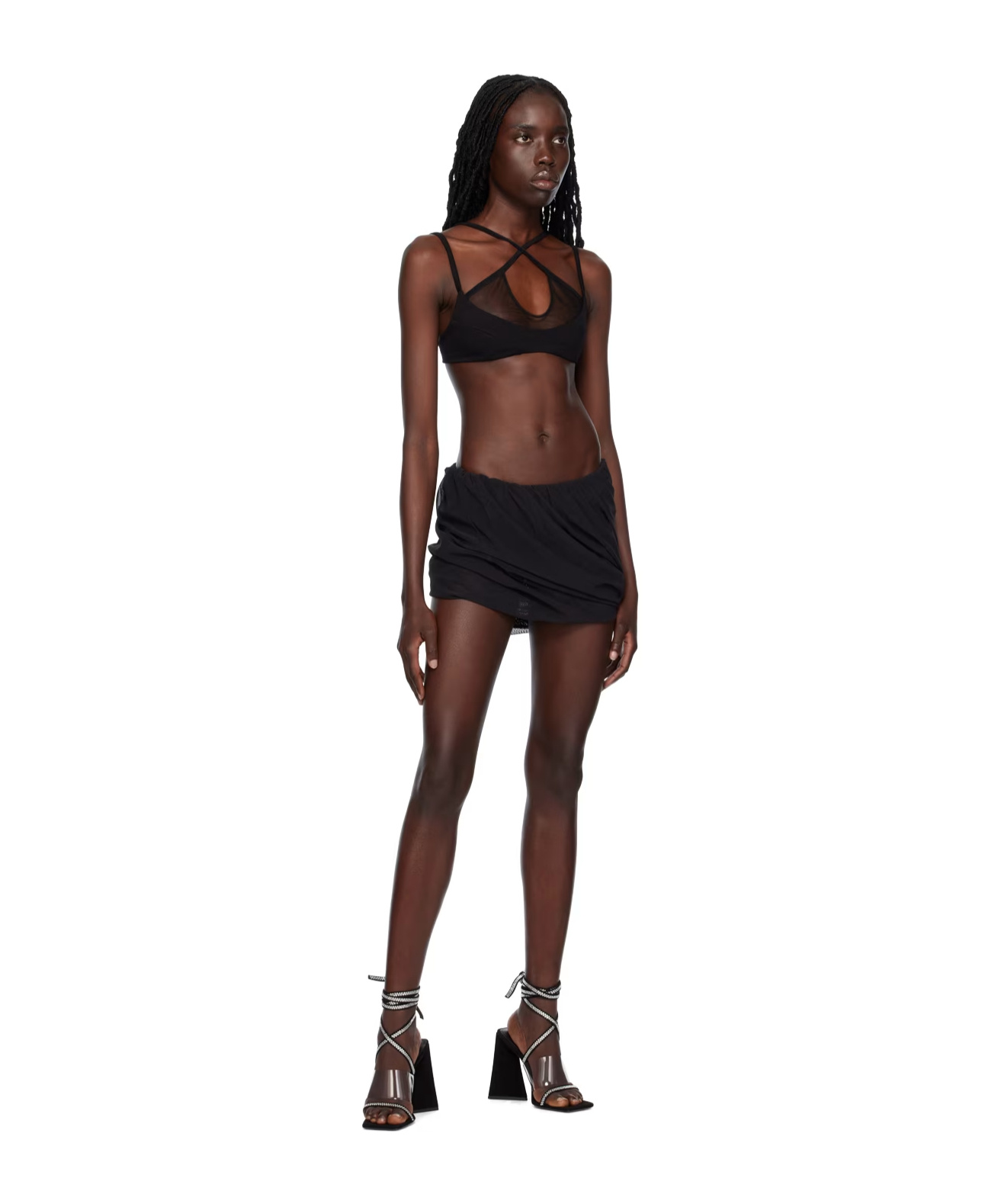 Attico Pleated Miniskirt In Black