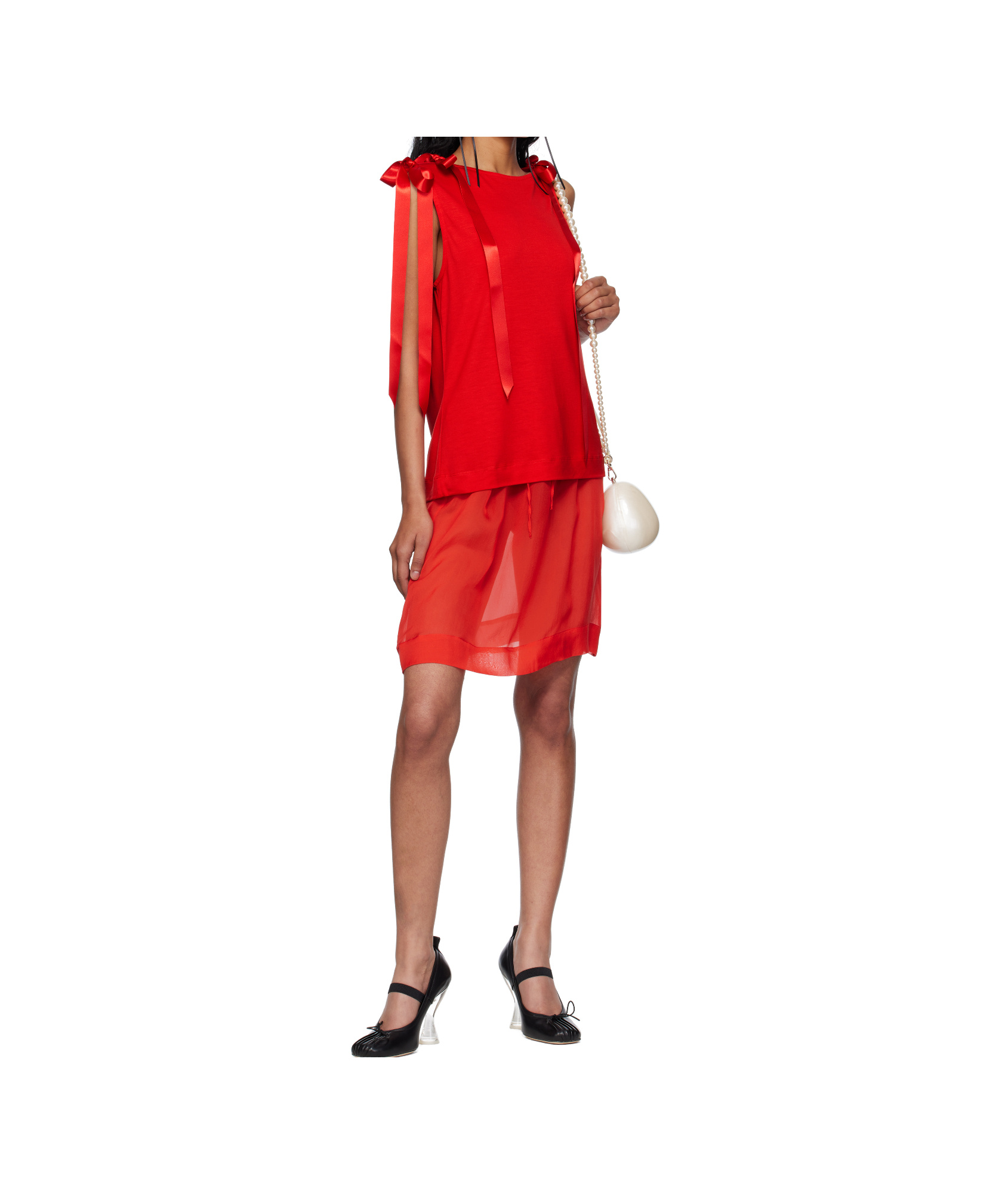 Simone Rocha Bow Ribbon Tail Vest In Red