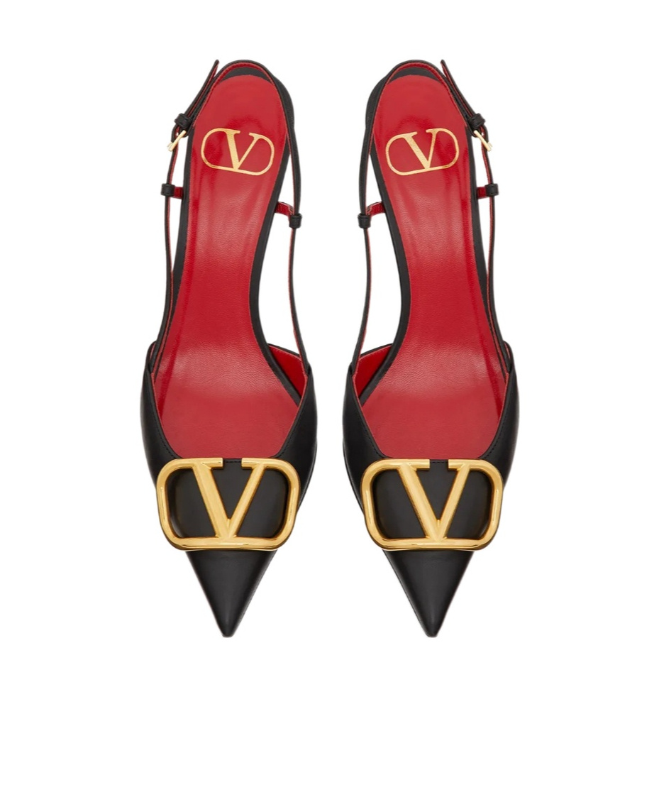 Valentino Garavani Vlogo Signature Satin Slingback Pumps 80mm Woman Black 40.5 In Black