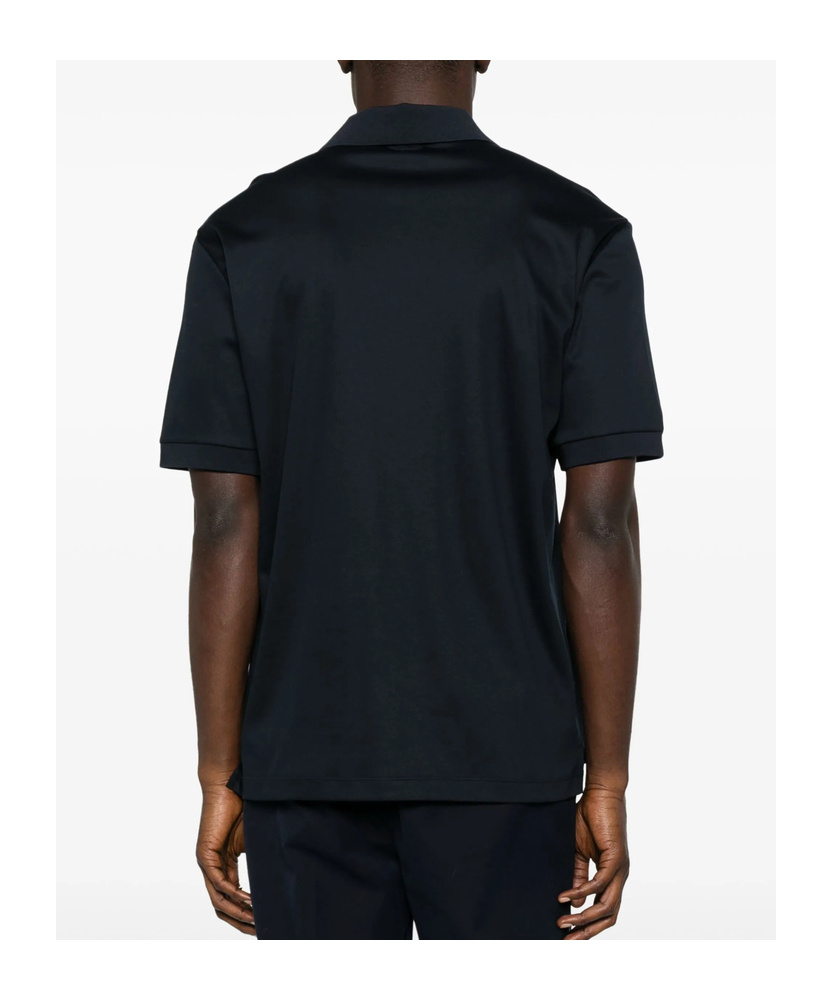 Giorgio Armani Logo-embossed Polo Shirt In Black