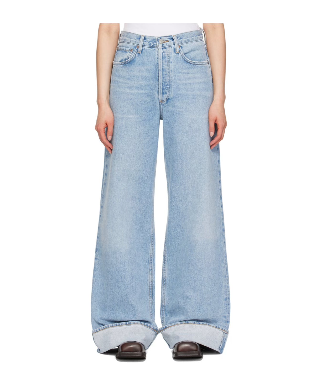 Agolde Dame High-rise Wide-leg Jeans In Blue