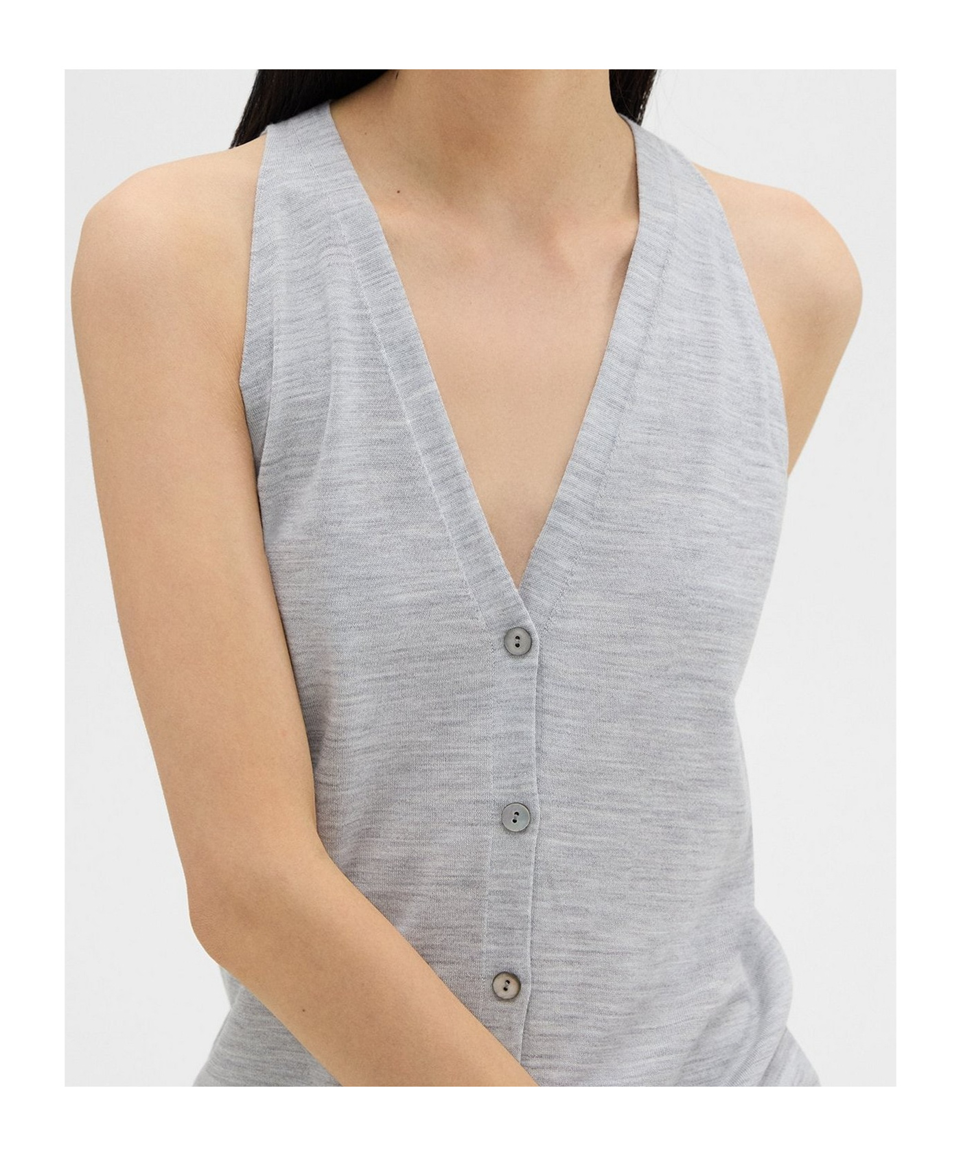 Theory V-neck Sleeveless Knitted Cardigan In Gray