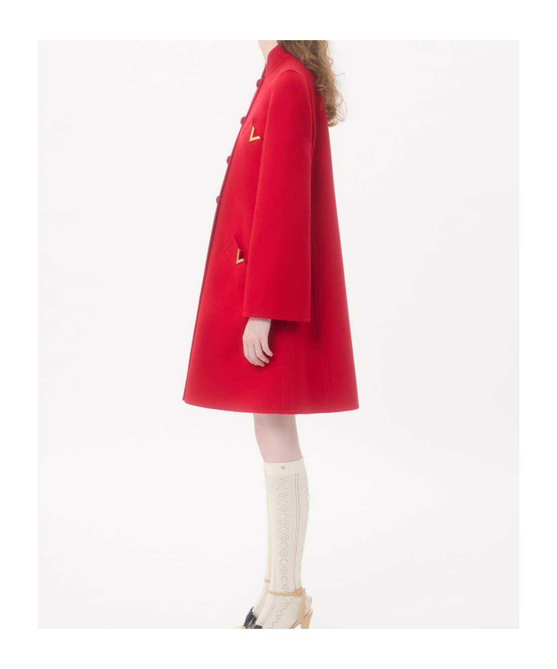 Valentino Vgold Button-up Coat In Red