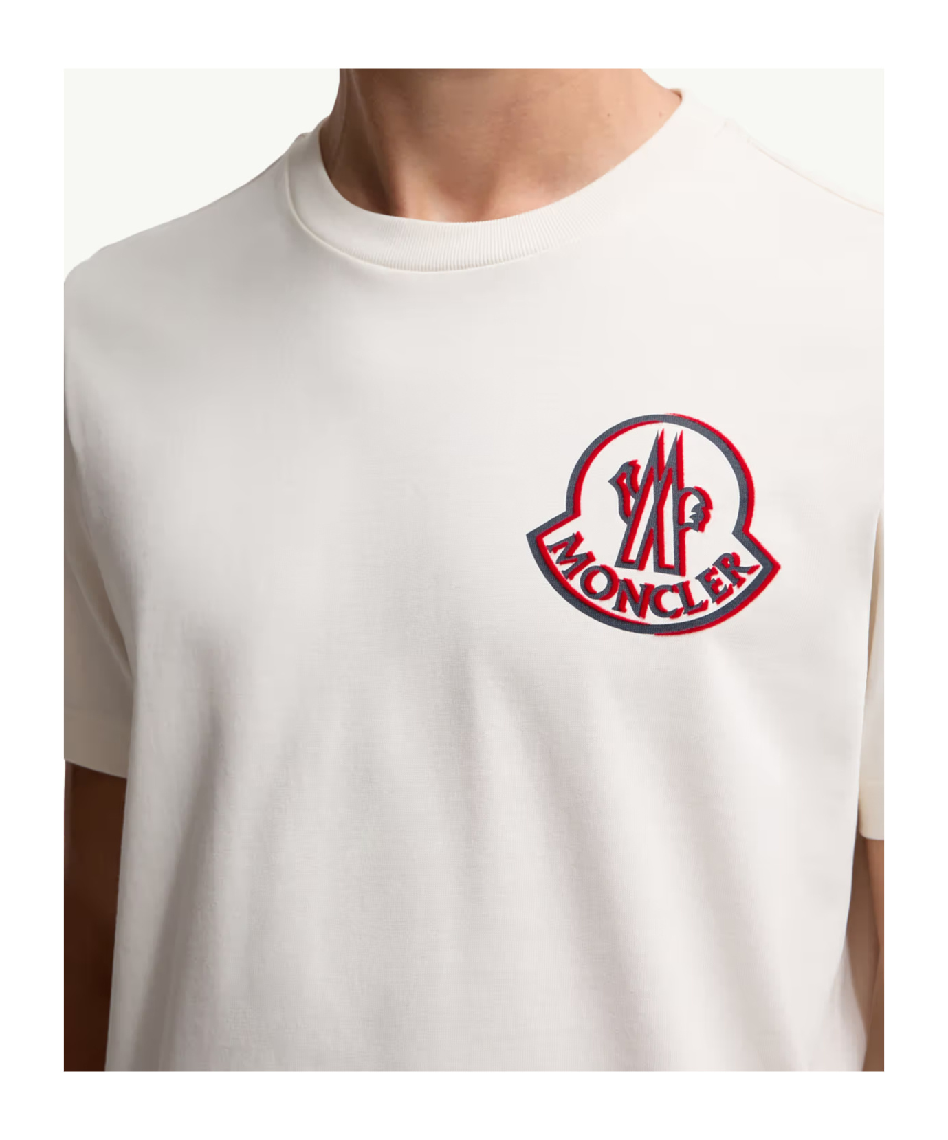 Moncler Flocked Logo T-shirt In Organic Cotton With Aesthetics In White