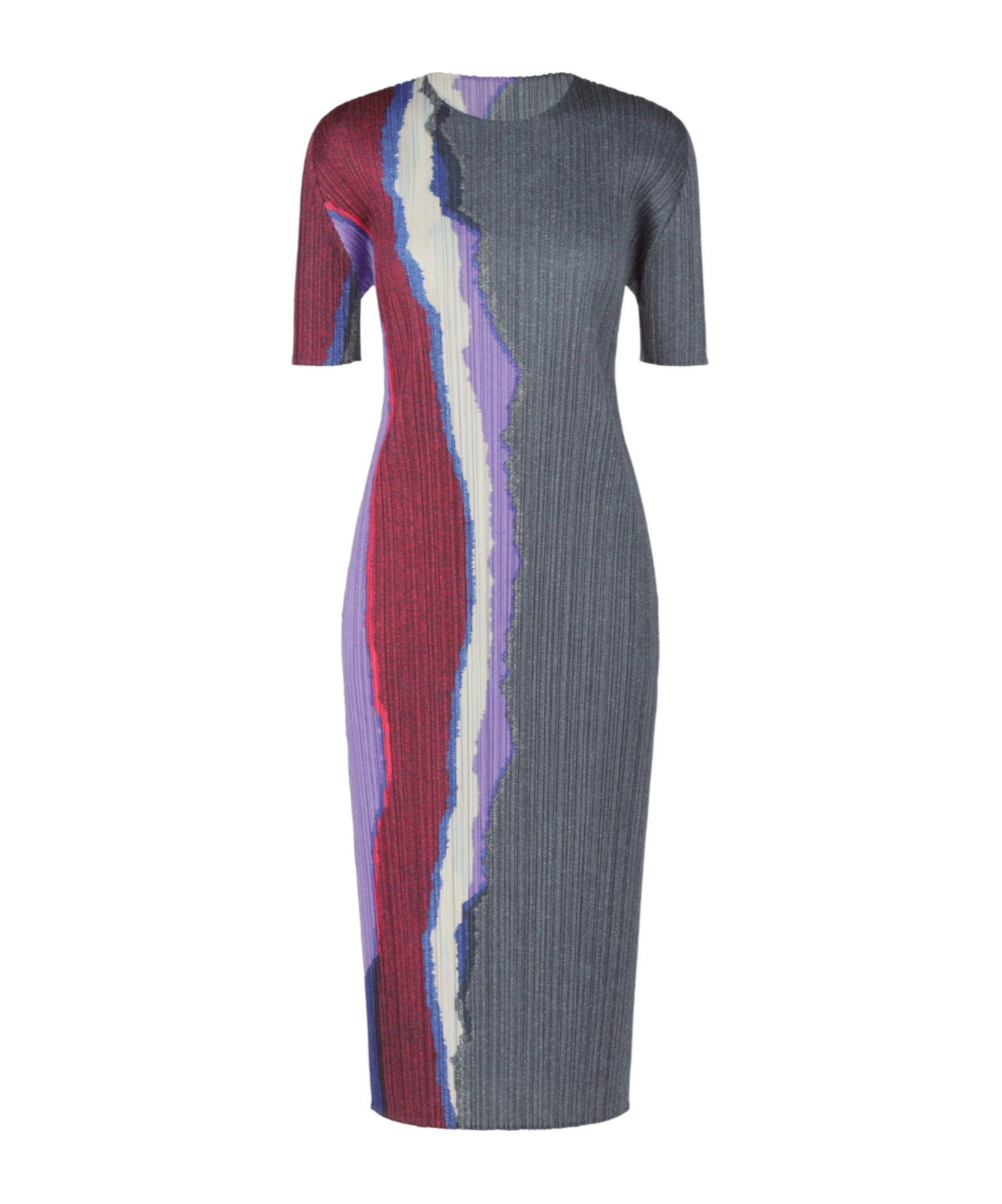 Issey Miyake Blue Grainy Colors Midi Dress In Multi