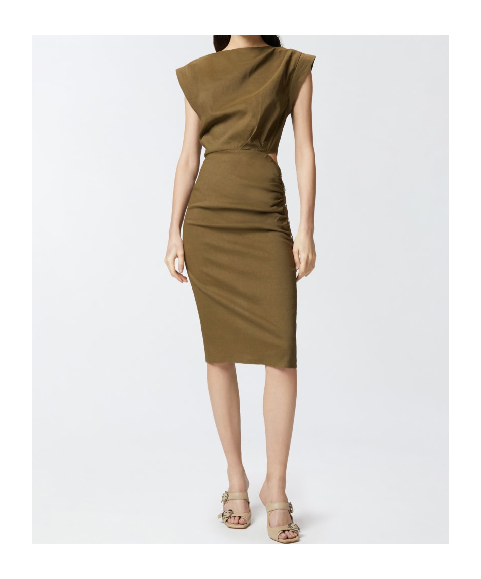 Shop Pinko Cap-sleeve Dress In Green