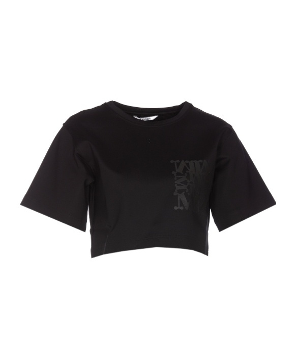 Max Mara Mexico Cropped T-shirt In Black Jersey In Black