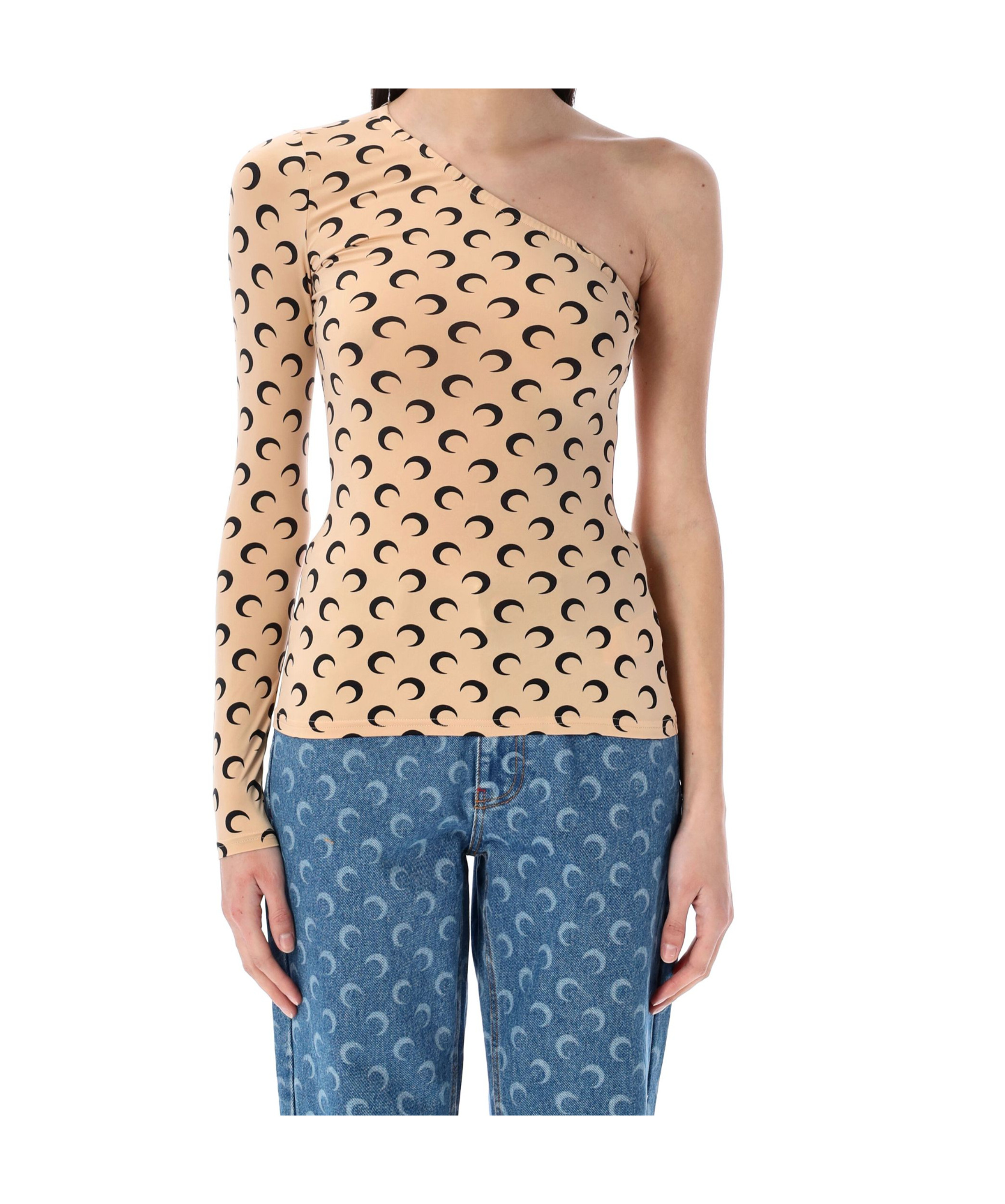 Marine Serre Second Skin Moon Asymmetric Top In Nude