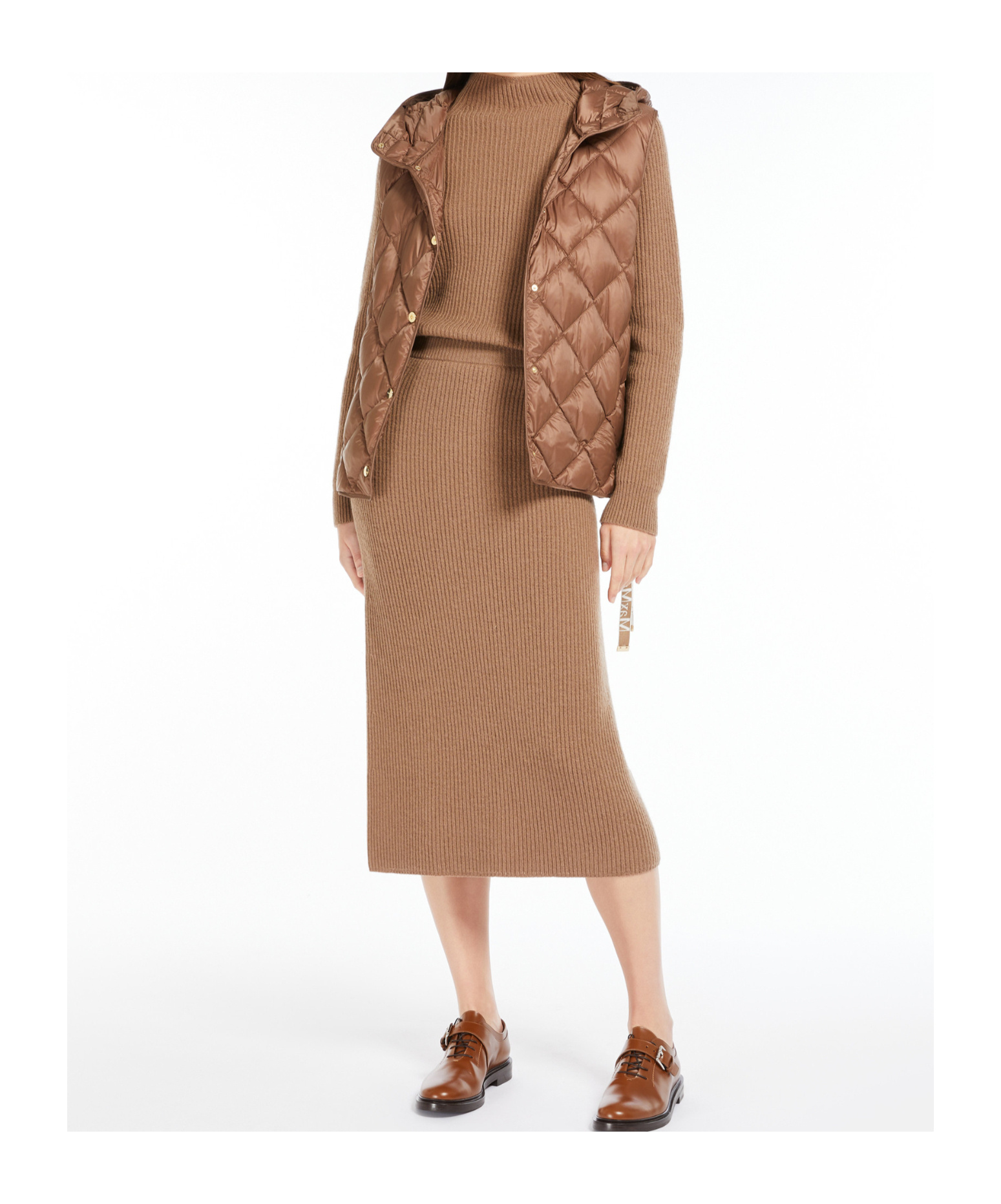 Max Mara Quilted Canvas Vest In Brown