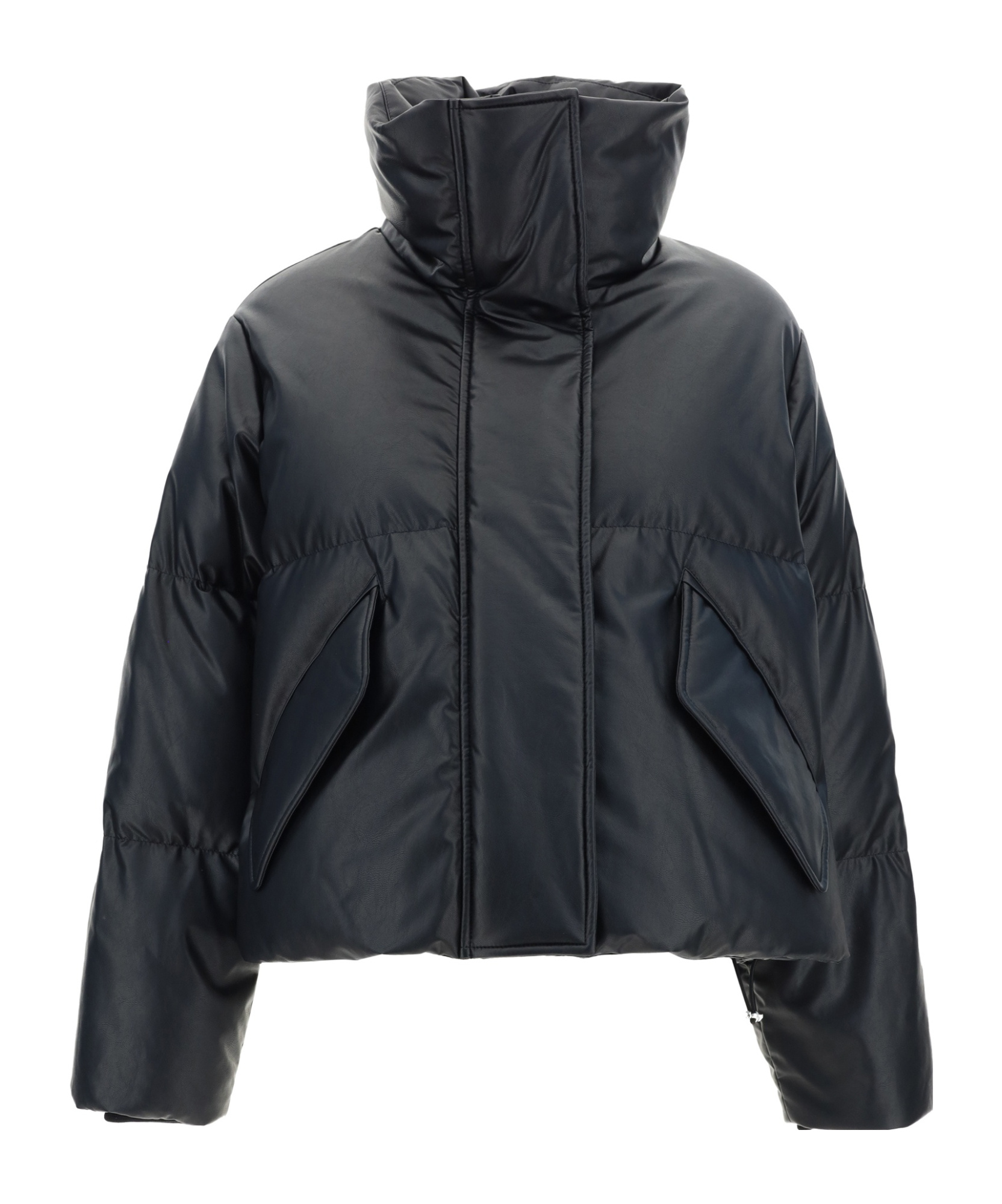 Mm6 Maison Margiela Pleather Puffer Jacket In Black