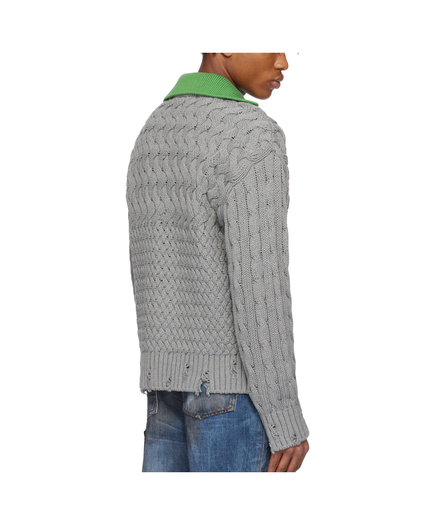 Andersson Bell Gray Green Collar V-neck Cardigan In Grey