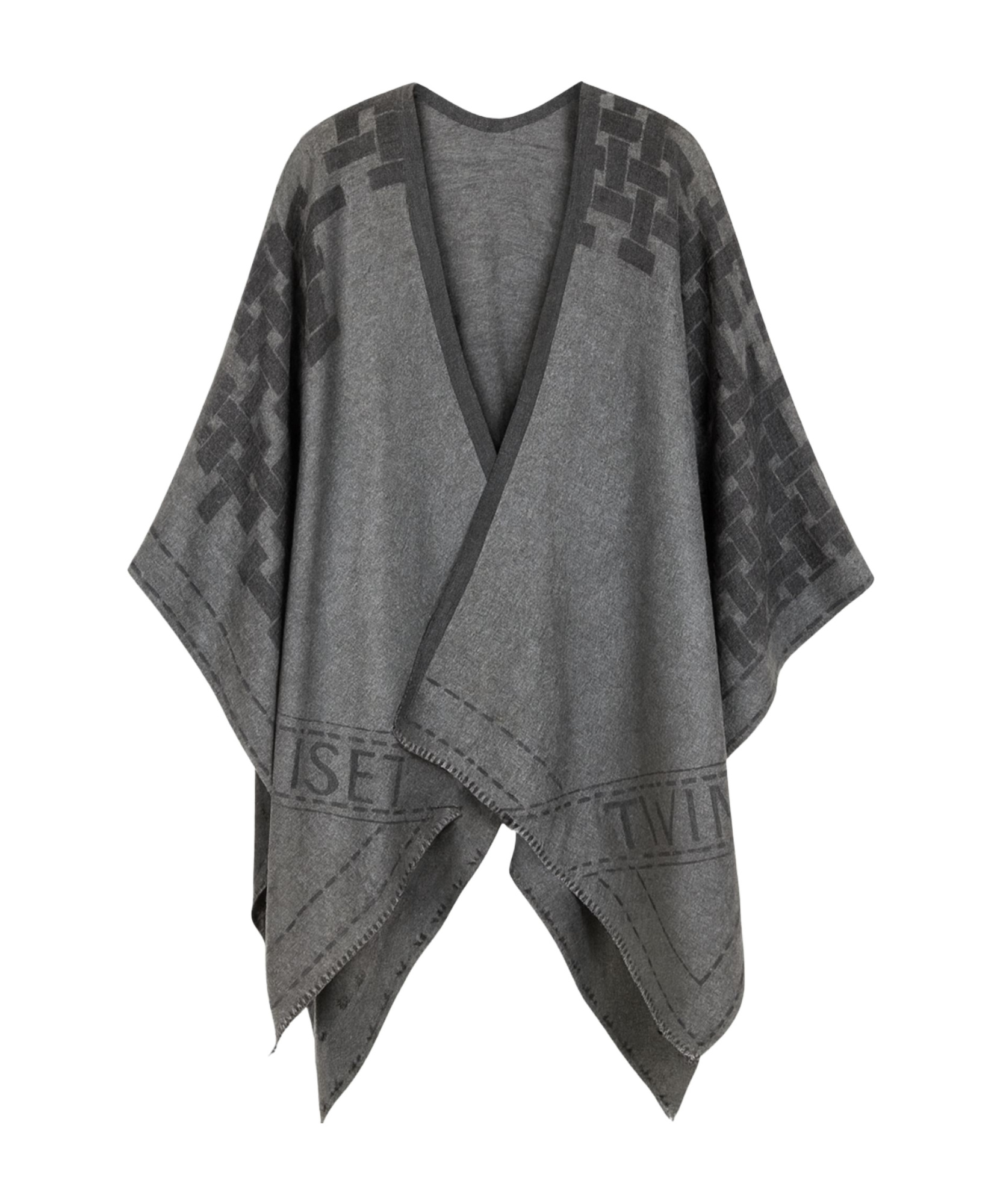 Twinset Tassel Cape In Gray
