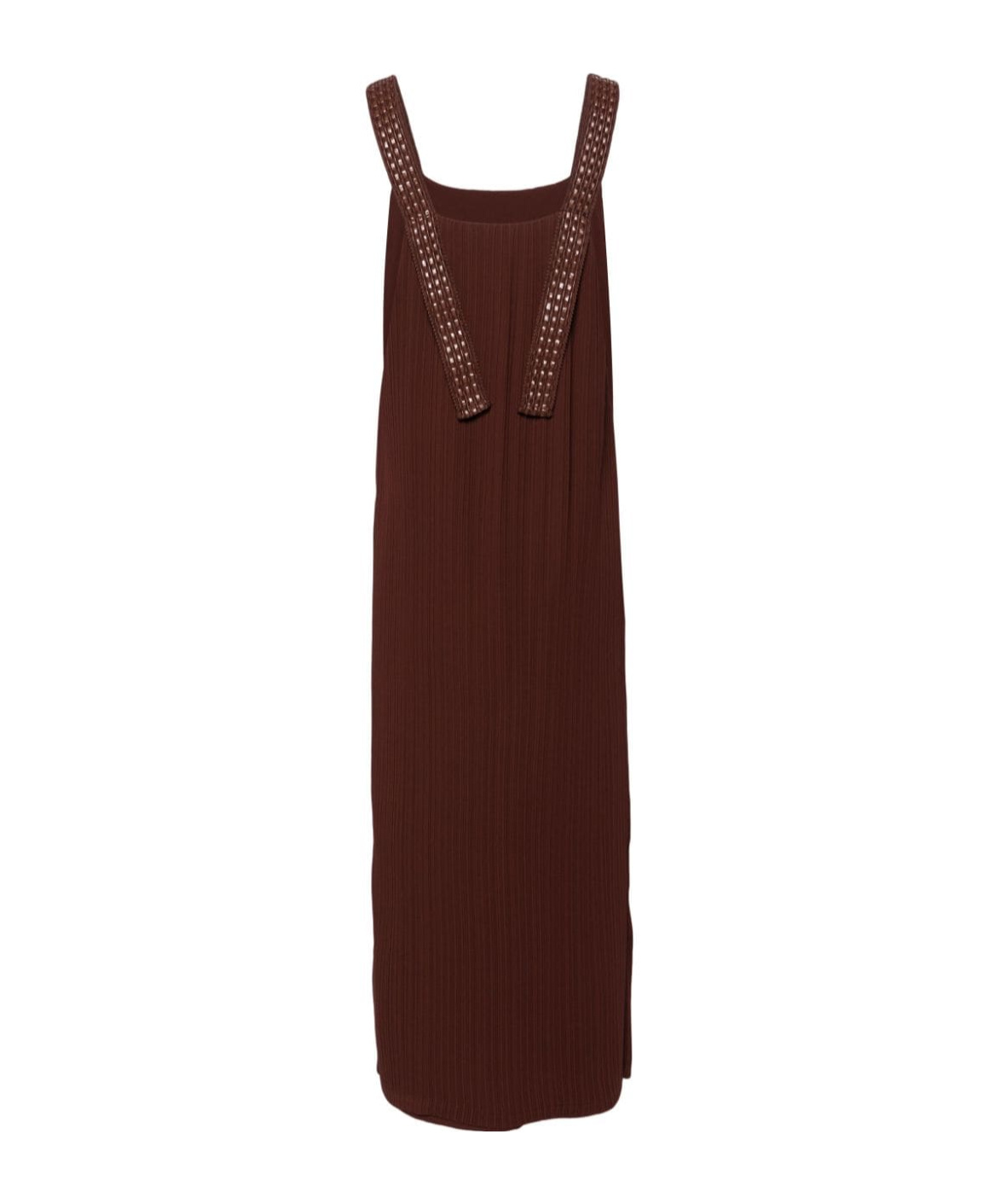 Alysi Interwoven-straps Plissé Midi Dress In Brown