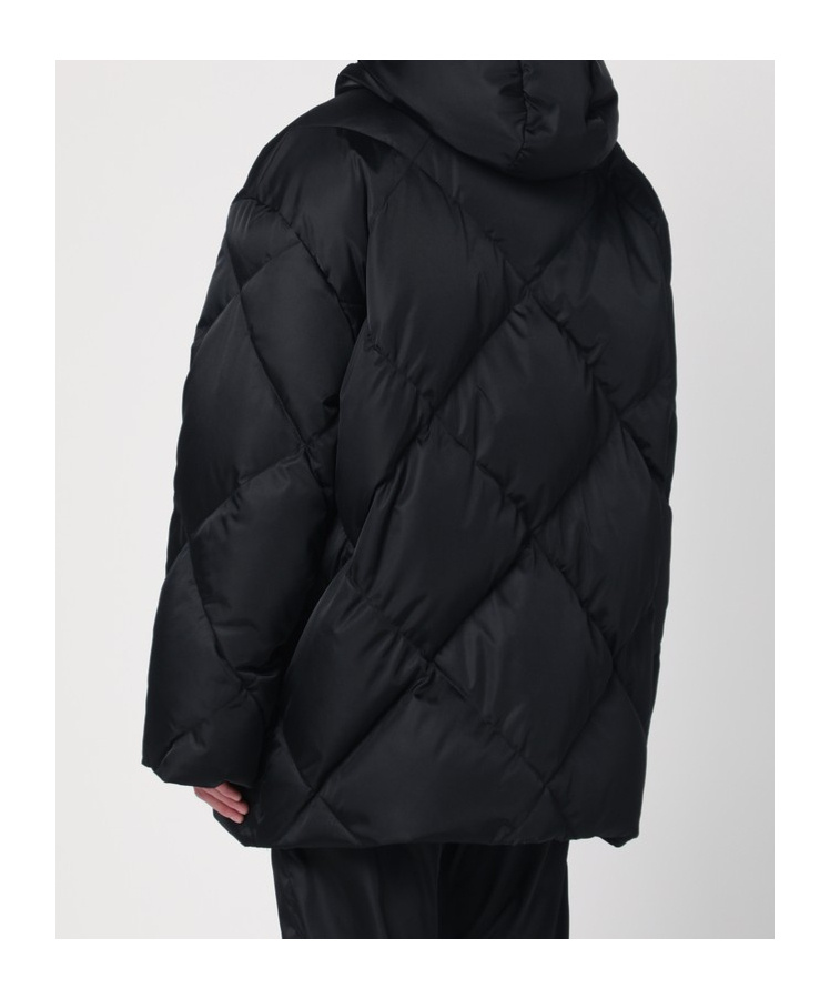 Prada Black Down Jacket In Re-nylon In Black
