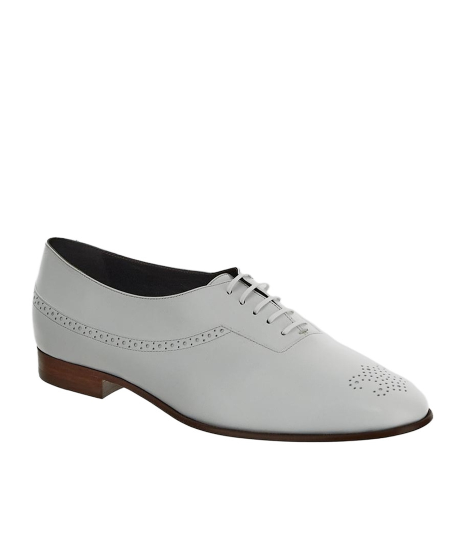Celine Perforated Leather Oxford Shoes In White