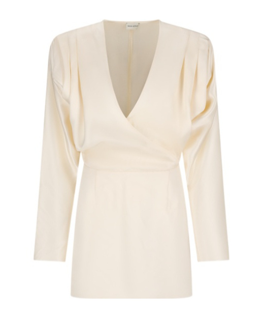 Magda Butrym Plunging V-neck Silk-satin Minidress In Neutral