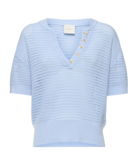 Varley Womens Cashmere Blue Callie Short-sleeves Cotton-knit Top